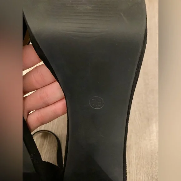 Athlefit Black High Heels Platform Block Heel Chunky Faux Suede Ankle Strap 7.5 - Picture 10 of 16